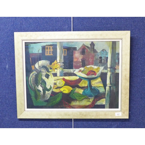 117 - Still Life oil on board, apparently unsigned, framed under glass,  58 x 42cm