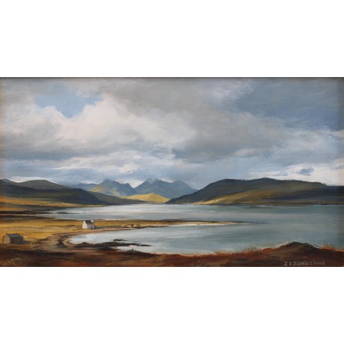 16 - Ian S. Johnstone (SCOTTISH 1957 - 2009) 'Broadford Bay - Skye' oil on board, signed, framed, 34 x 19... 