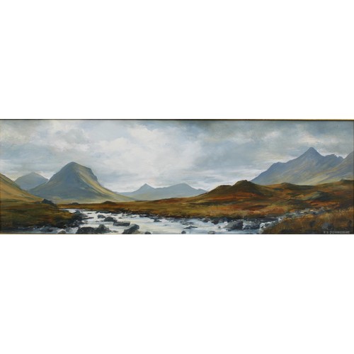 112 - Ian S. Johnstone (SCOTTISH 1957 - 2009) 'River Sligachan, Skye' oil on board, signed, framed, 60  x ... 