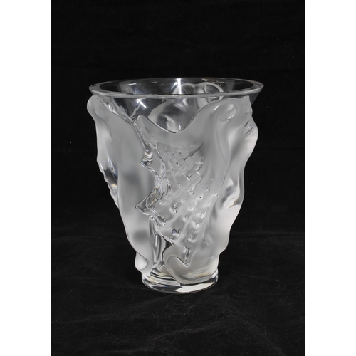 106 - Lalique 'Cantharus' frosted glass vase, 17.5 x 14.5cm