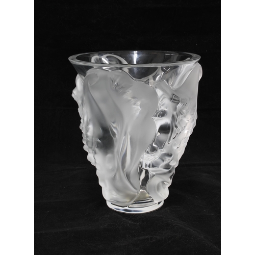 106 - Lalique 'Cantharus' frosted glass vase, 17.5 x 14.5cm