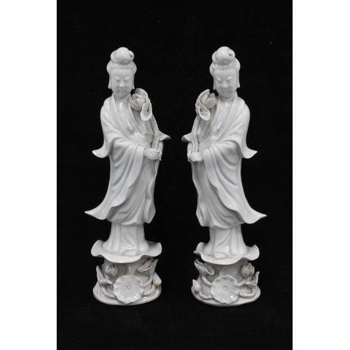 111 - Two blanc de chine Guanyin figures, 25cm (2)