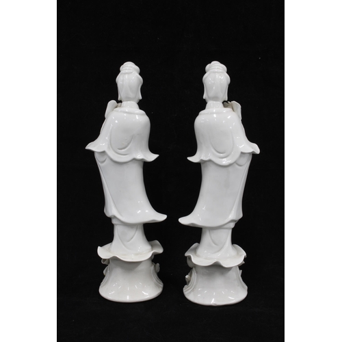 111 - Two blanc de chine Guanyin figures, 25cm (2)