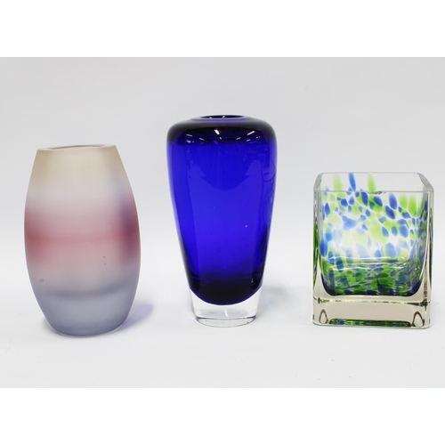 114 - Three art glass vases, (one with rim chip)  tallest 20cm (3)