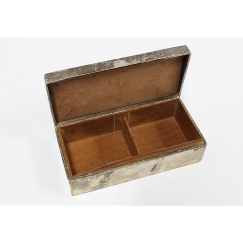 14 - Silver table cigarette box (a/f) 17 x 8cm