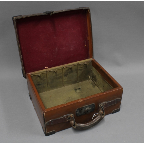 155 - Late 19th / early 20th century leather shotgun cartridge case, 13 x 32cm