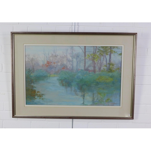 163 - Irene M. Halliday (SCOTTISH b.1931) Dunham Pond, watercolour on paper, signed and labelled verso, 73... 