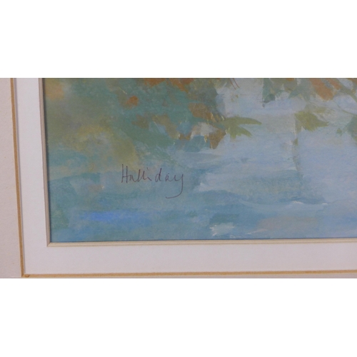 163 - Irene M. Halliday (SCOTTISH b.1931) Dunham Pond, watercolour on paper, signed and labelled verso, 73... 