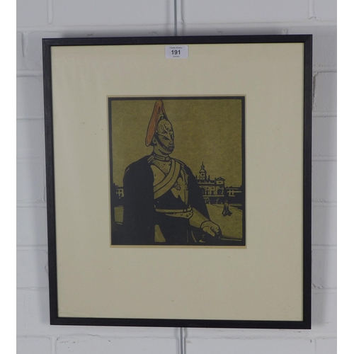 191 - Sir William Nicholson (BRITISH, 1872-1949) Drum Major from London Type Series, 23 x 26cm, framed und... 