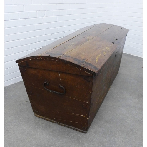 211 - Painted wooden marriage chest, dated '1792' with domed top,  135 x 67 x 64cm.