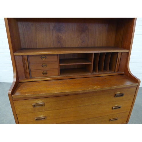 217 - Danish teak secretaire cabinet by Børge Mogensen, 100 x 182 x 42cm.