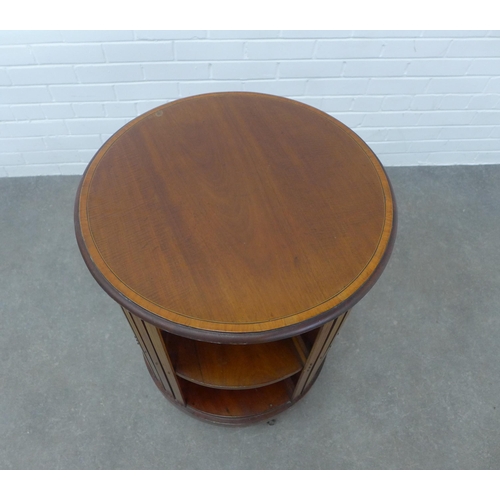 227 - Mahogany & inlaid  revolving bookcase of circular form, 58 x 81cm.