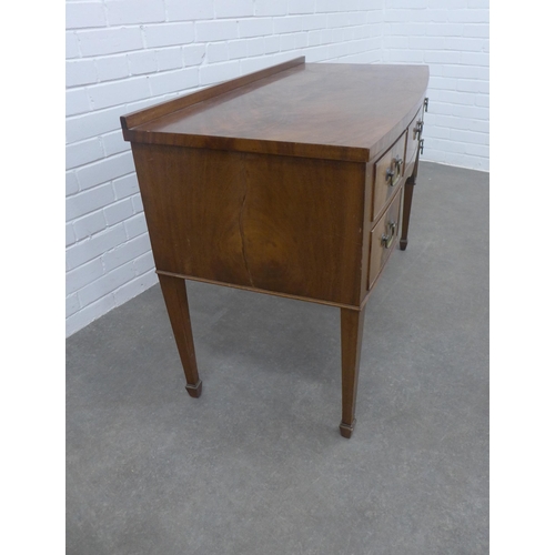 236 - Mahogany ledgeback bow fronted sideboard on tapering legs, 107 x 78 x 52cm.