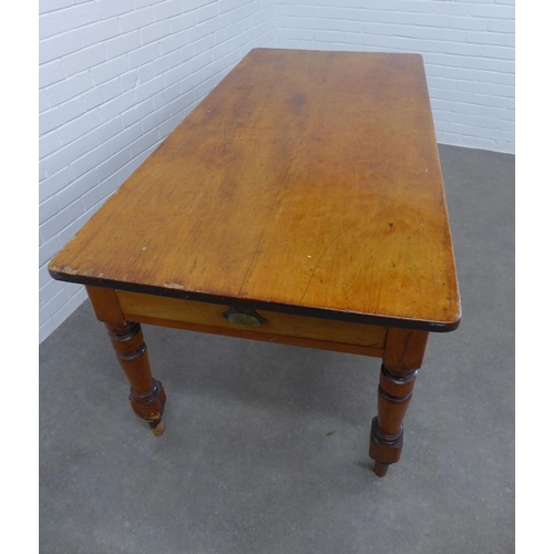 237 - Vintage kitchen table with a drawer to either side, 183 x 79 x 88cm.