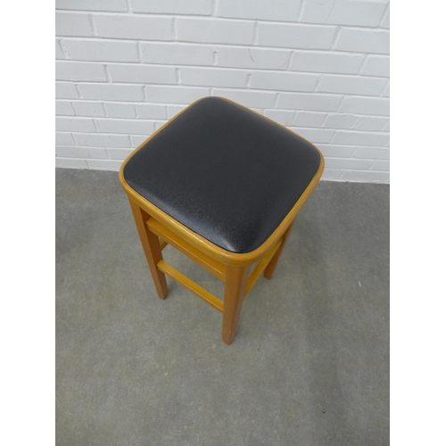 244 - Retro Romanian bar stool with black vinyl seat, 69 x 33cm.