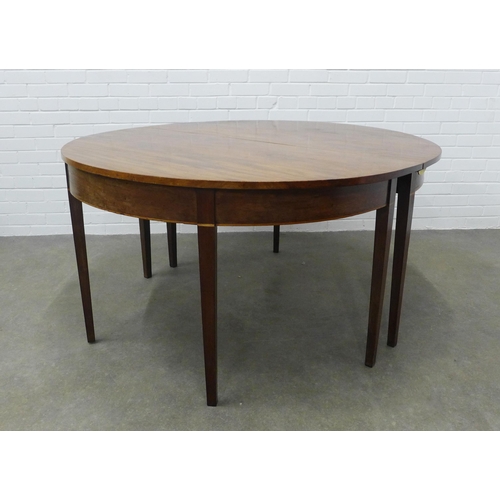 254 - Pair of Georgian mahogany d end tables, 146 x 73cm. (2)