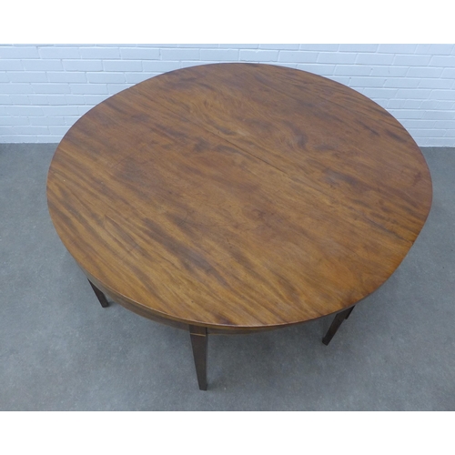 254 - Pair of Georgian mahogany d end tables, 146 x 73cm. (2)