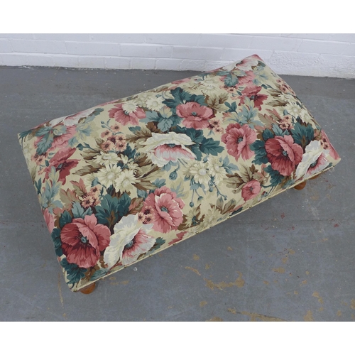 268 - Long footstool on short cabriole legs, with floral upholstered top,  94 x 41cm.