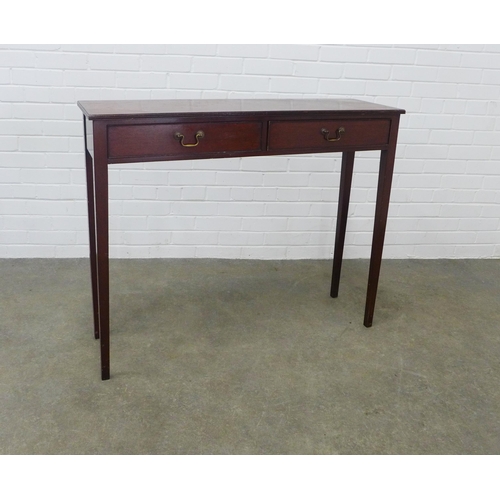 279 - Mahogany console hall table with two frieze drawers and square tapering legs, 106 x 87 x 32cm