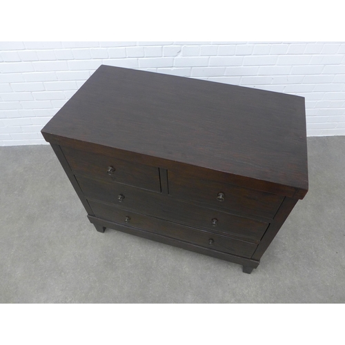 285 - Contemporary dark wood chest with two short and two long drawers, 102 x 91 x 53cm