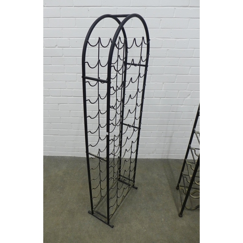 287 - Two floor standing metal wine racks, larger 46 x 144cm (2)