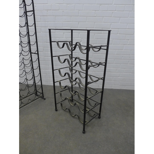 287 - Two floor standing metal wine racks, larger 46 x 144cm (2)