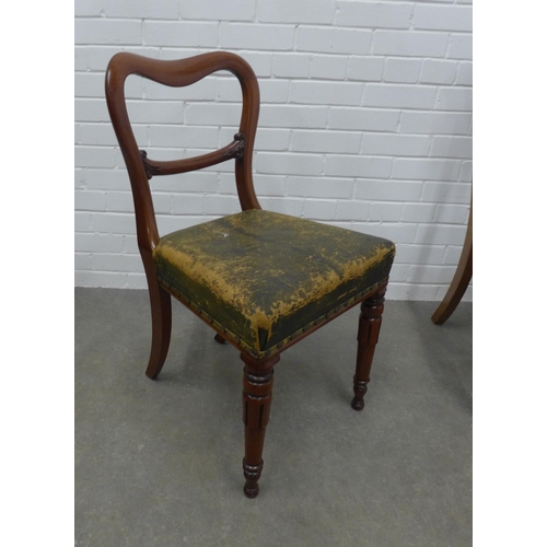 288 - A pair of Victorian mahogany balloon back chairs with stuff over seats and another (3)