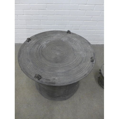 291 - Two Tibetan rainwater drums, larger 66 x 55cm (2)