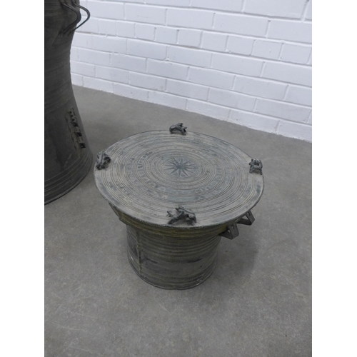 291 - Two Tibetan rainwater drums, larger 66 x 55cm (2)