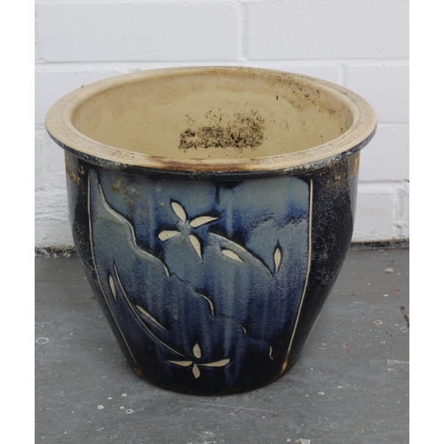 301 - Blue stoneware planter 25 x 30cm