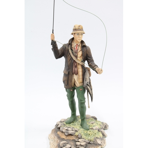 304 - Border Fine Arts 'Fly Fisherman', by David Geenty, 19cm, 52cm including rod, with box