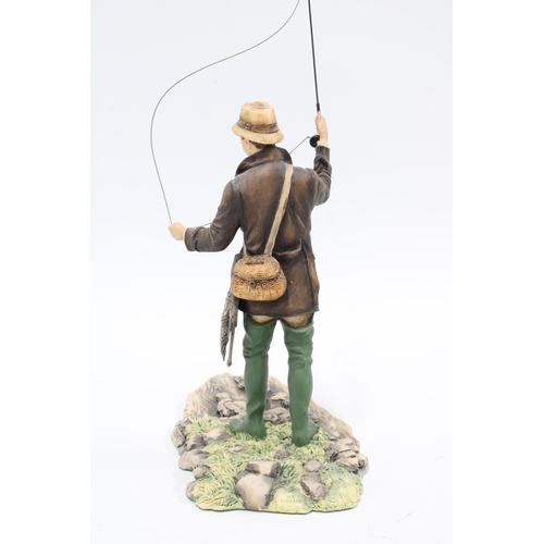 304 - Border Fine Arts 'Fly Fisherman', by David Geenty, 19cm, 52cm including rod, with box