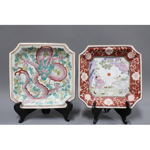 315 - Collection of chinoiserie pottery and porcelain to include a pair of dragon vases, serving dishes an... 