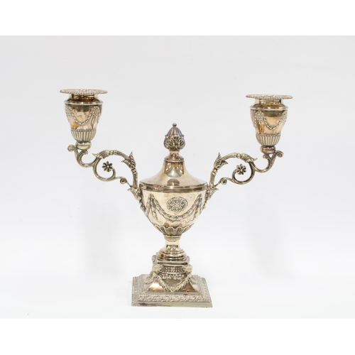 332 - Georgian style silver plate candelabra, 23cm high