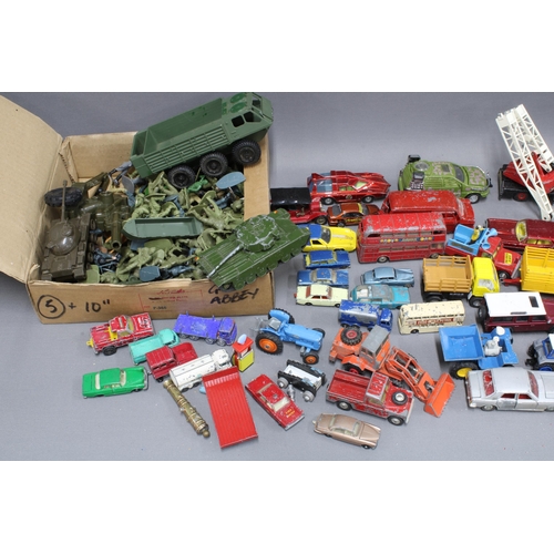 349 - Quantity of vintage toy tanks, model cars, etc (a lot)