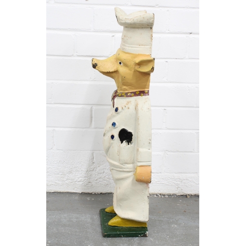 359 - Novelty cast iron pig chef, 59cm