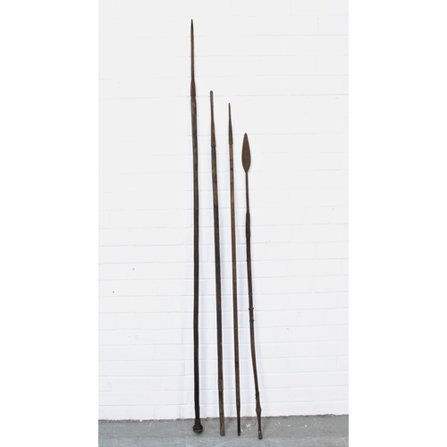 364 - Four African spears with metal heads, longest 173cm (4)