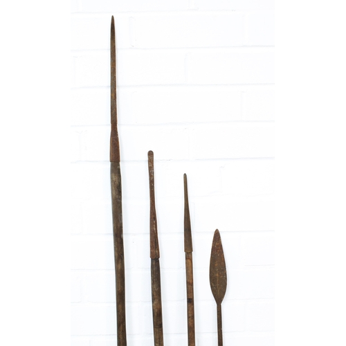 364 - Four African spears with metal heads, longest 173cm (4)