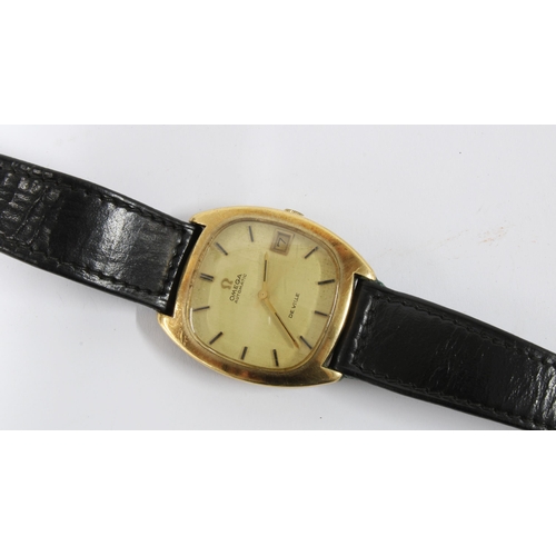 37 - WITHDRAWN Gents vintage Omega De Ville gold cased wristwatch on brown leather strap