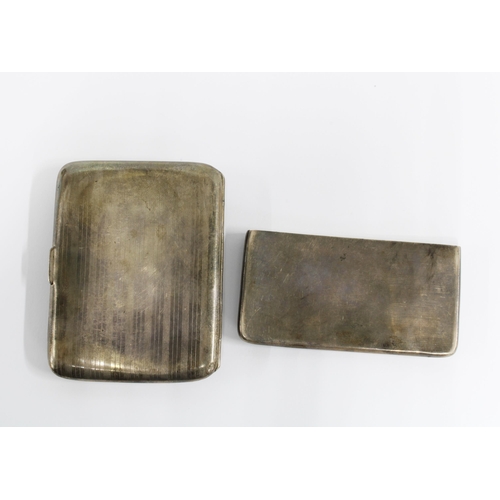 4 - Edwardian silver card case, Birmingham 1903 together with a silver cigarette case by the Goldsmiths ... 