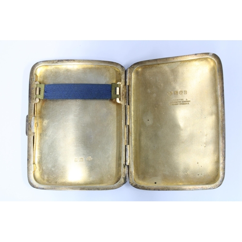 4 - Edwardian silver card case, Birmingham 1903 together with a silver cigarette case by the Goldsmiths ... 