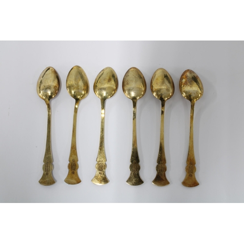 45 - Cased set of six Norwegian silver and harlequin enamel 'thistle' coffee spoons, J. Tostrup (6)