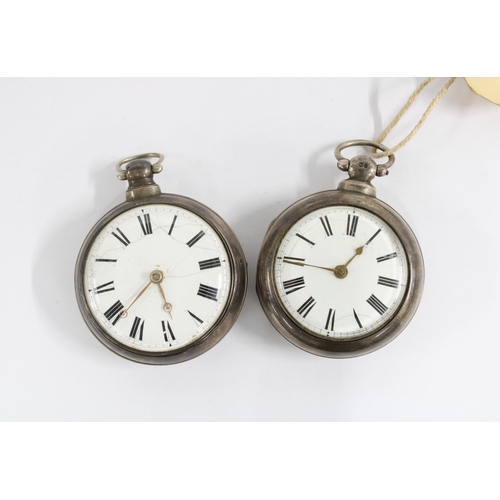 63 - Two silver pear cased pocket watches (2)