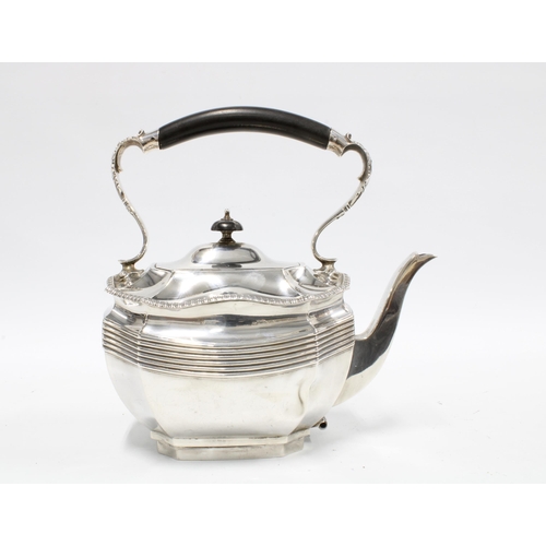 69 - Silver four piece tea service by James Dixon & Sons, Sheffield 1910, comprising spirit kettle, burne... 