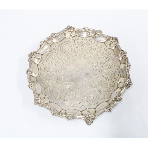 70 - Victorian silver salver, by George Frederick Pinnell, London 1846, with a pie crust edge and engrave... 