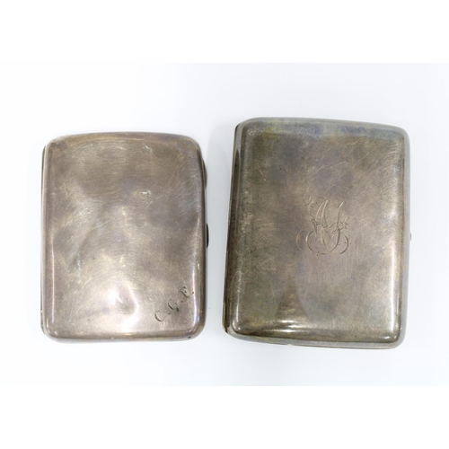 8 - Edwardian silver cigarette case Birmingham 1901 and another smaller silver cigarette case, Birmingha... 