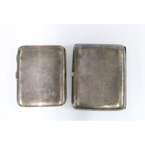 8 - Edwardian silver cigarette case Birmingham 1901 and another smaller silver cigarette case, Birmingha... 