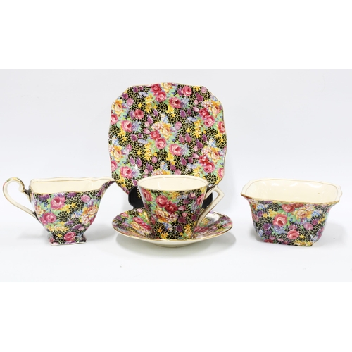 93 - Two Royal Winton chintz 'Hazel' pattern six place tea sets,  including one yellow saucer (43)