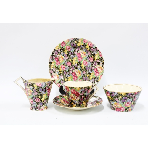 93 - Two Royal Winton chintz 'Hazel' pattern six place tea sets,  including one yellow saucer (43)