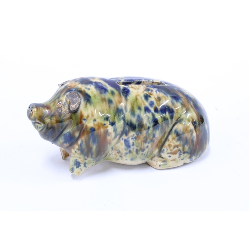 96 - Dunmore style Scottish pottery pig piggy bank, 9cm, a/f